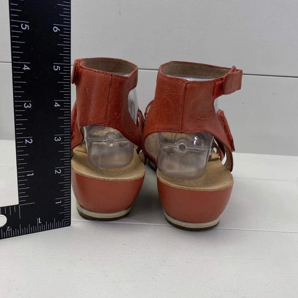 Dansko Strappy Wedge Sandals Womens Size 42 11.5 12 Orange Red Leather Shoes - Picture 6 of 14